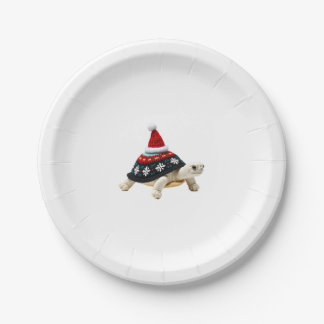 Plato De Papel Tortuga con sombrero de Santa - Tortuga marina vin
