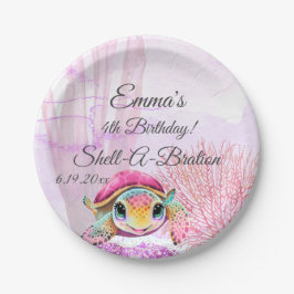 Plato De Papel Tortuga, cuarto cumpleaños, bajo el mar