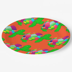 Plato De Papel Tortuga de vidrio de lilo CKC, placas Fiesta de pa