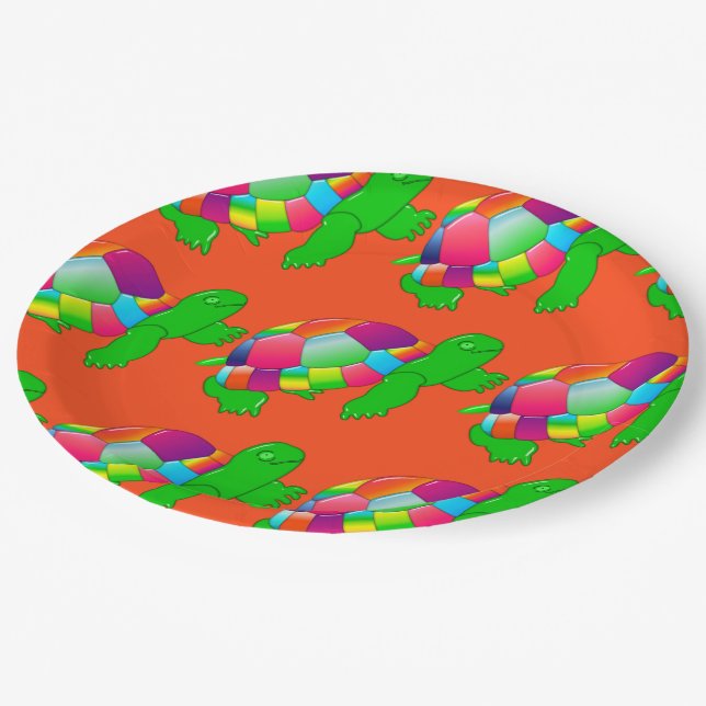 Plato De Papel Tortuga de vidrio de lilo CKC, placas Fiesta de pa (Angular)