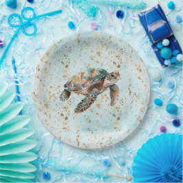 Plato De Papel Tortuga marina de sueño dorado