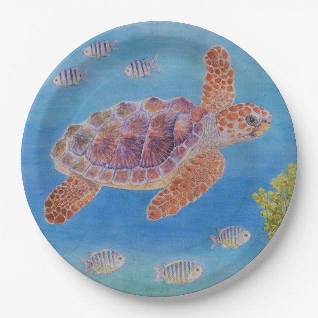 Plato De Papel Tortuga marina joven (Anverso)