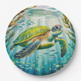 Plato De Papel Tortuga pintada