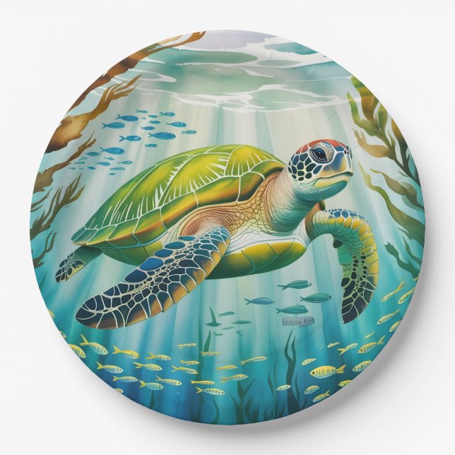 Plato De Papel Tortuga pintada (Anverso)