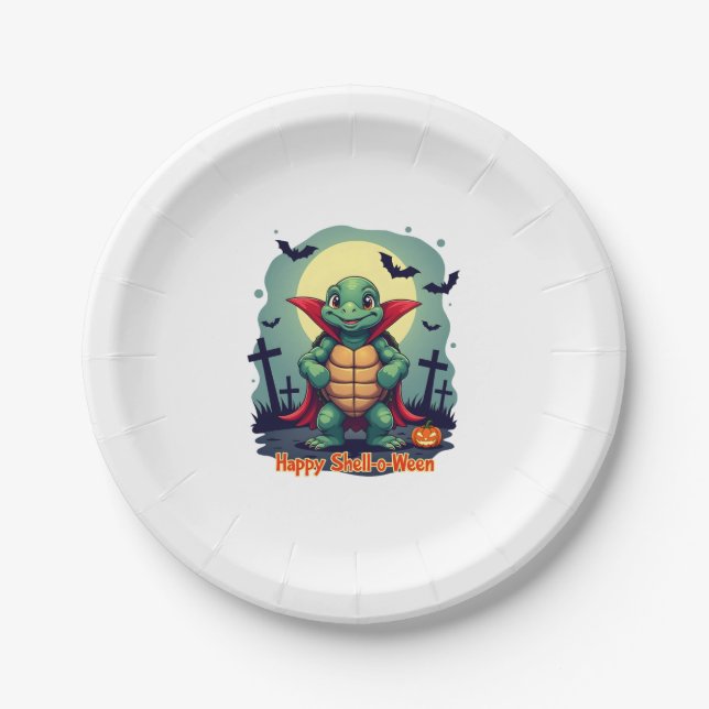 Plato De Papel Tortuga Shell-o-Ween (Anverso)