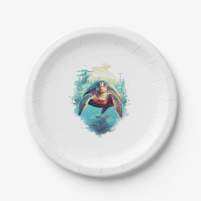 Plato De Papel Tortuga submarina serena copia copia (Anverso)