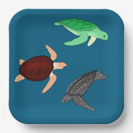 Plato De Papel Tortugas marinas