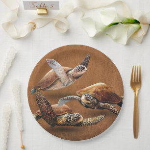 Plato De Papel Tortugas Marinas Animales Extinción Salvar Las Tor