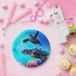 Plato De Papel Tortugas marinas nadando