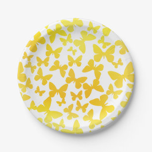 Plato De Papel Toss de mariposa (amarillo)