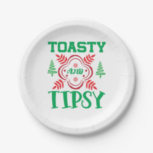 Plato De Papel Tostada De Arte De Navidad Y Tipsy