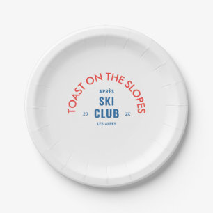 Plato De Papel Tostada en las pistas Club Après Ski Rojo y Azul