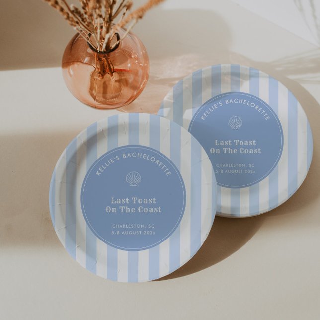 Plato De Papel Tostada Final Dibujada a Mano en la Fiesta de la C (Chic paper plates for your "Last Toast On The Coast" Bachelorette Party Weekend)