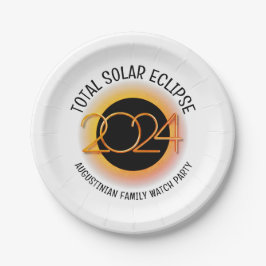 Plato De Papel TOTAL DE ECLIPSE SOLAR 2024 personalizado