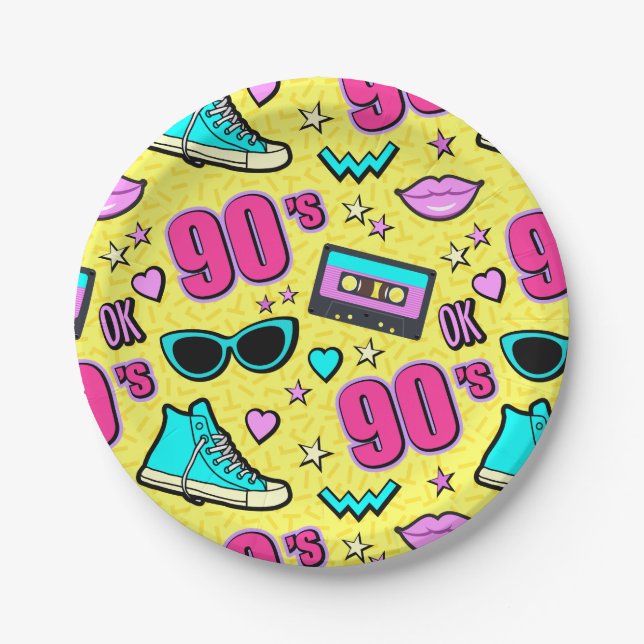 Plato De Papel ¡Totalmente de los 90! Fiesta (Anverso)