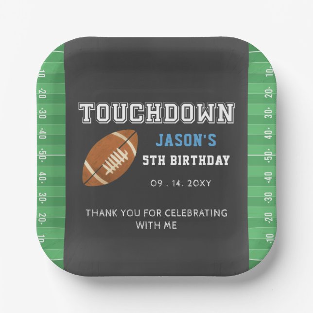 Plato De Papel Touchdown Boy Fútbol  (Anverso)
