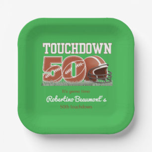 Plato De Papel Touchdown Fifty Funny Football 50 cumpleaños