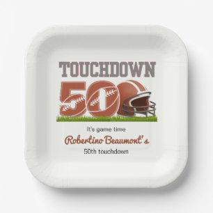Plato De Papel Touchdown Fifty Funny Football 50 cumpleaños