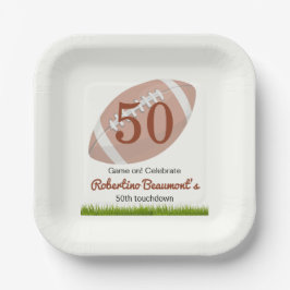 Plato De Papel Touchdown Fifty Funny Football 50 cumpleaños