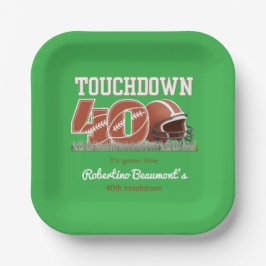 Plato De Papel Touchdown Forty Funny Football 40° cumpleaños