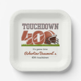 Plato De Papel Touchdown Forty Funny Football 40° cumpleaños