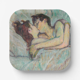 Plato De Papel Toulouse-Lautrec - En La Cama, El Beso