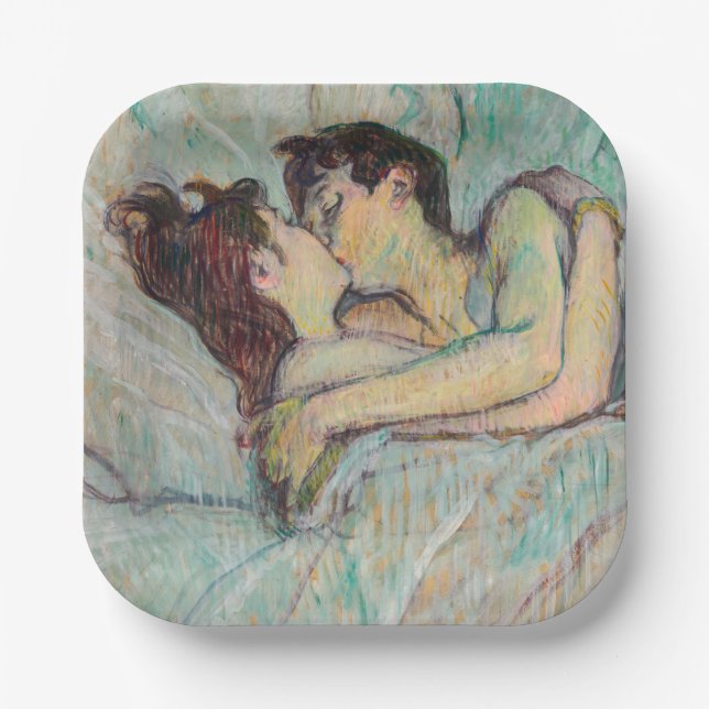 Plato De Papel Toulouse-Lautrec - En La Cama, El Beso (Anverso)