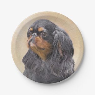 Plato De Papel Toy English Spaniel Pintura Original Arte Animal