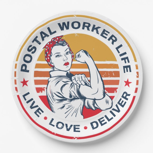 Plato De Papel Trabajador postal Cumpleaños Trabajador de oficina (Anverso)