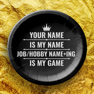 Plato De Papel Trabajo divertido personalizado y nombre de aficio