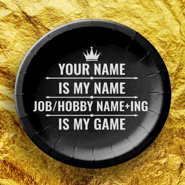 Plato De Papel Trabajo divertido personalizado y nombre de aficio (Subido por el creador)