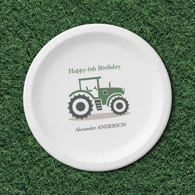 Plato De Papel Tractor de granja (Farm Tractor Paper Plates)