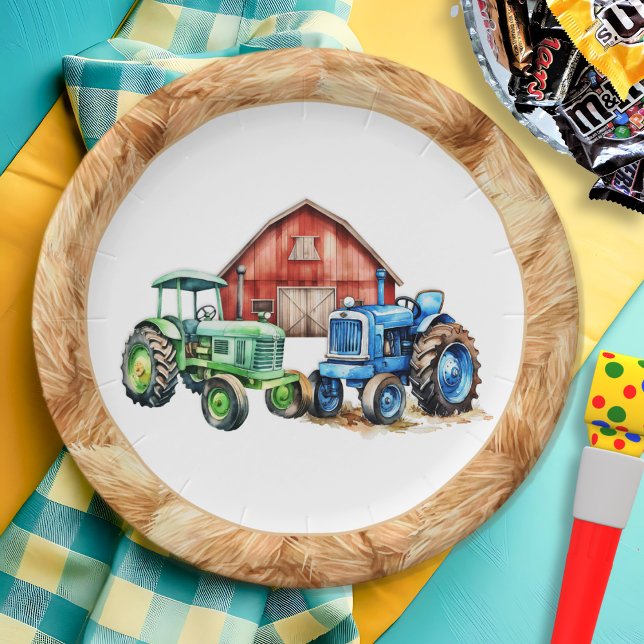 Plato De Papel Tractores Granjas Placas de papel de cumpleaños (Subido por el creador)