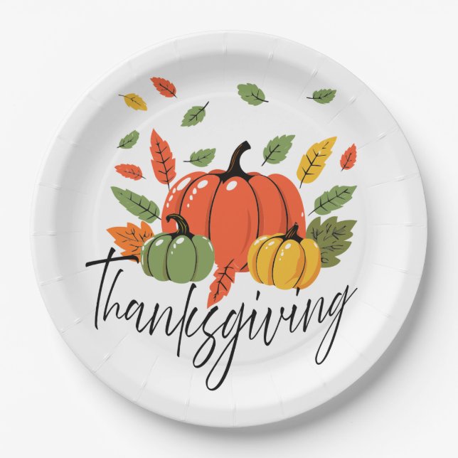 Plato De Papel Traditional Thanksgiving Design (Anverso)