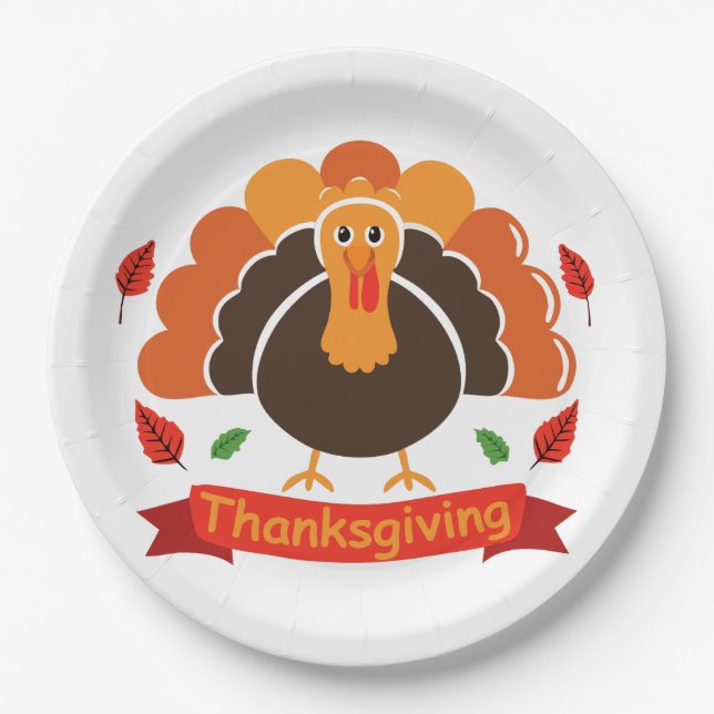 Plato De Papel Traditional Thanksgiving Design (Anverso)