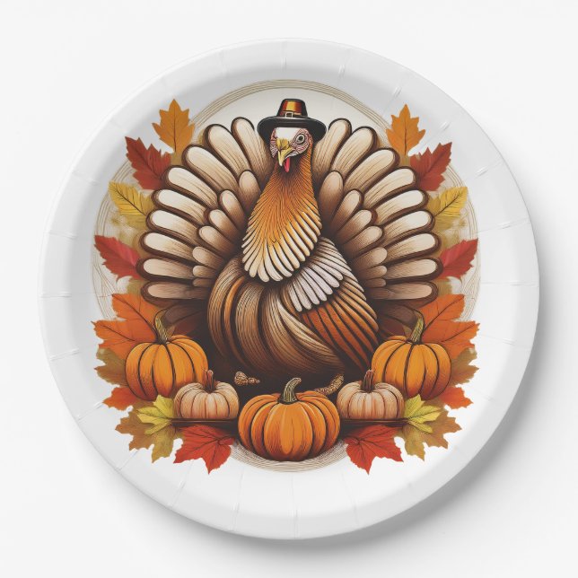 Plato De Papel Traditional Thanksgiving Design (Anverso)