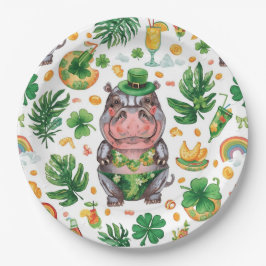 Plato De Papel Traje de baño de hipopótamo glamuroso del día de S