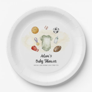 Plato De Papel Traje de baño de Watercolor All Star Sports para B