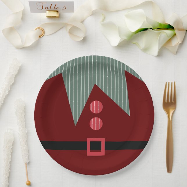 Plato De Papel Traje de duende de Navidad para fiesta  (Boda)