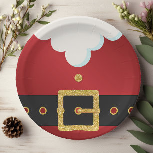 Plato De Papel Traje de Santa Vientre Navidad