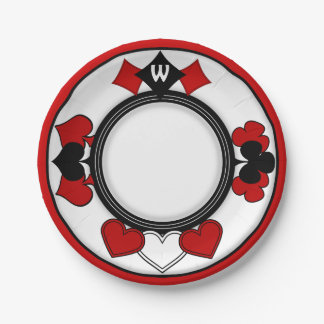 Plato De Papel Trajes de cartas de juego Art Deco - Monogramados