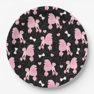 Plato De Papel Trama de cangrejos rosados y arcos negros