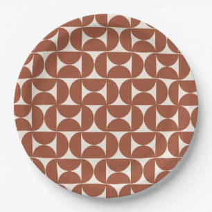Plato De Papel Trama moderna de mediados del siglo XX Rust Terrac