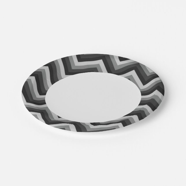 Plato De Papel Trama Retro Zig Zag Chevron (Angular)