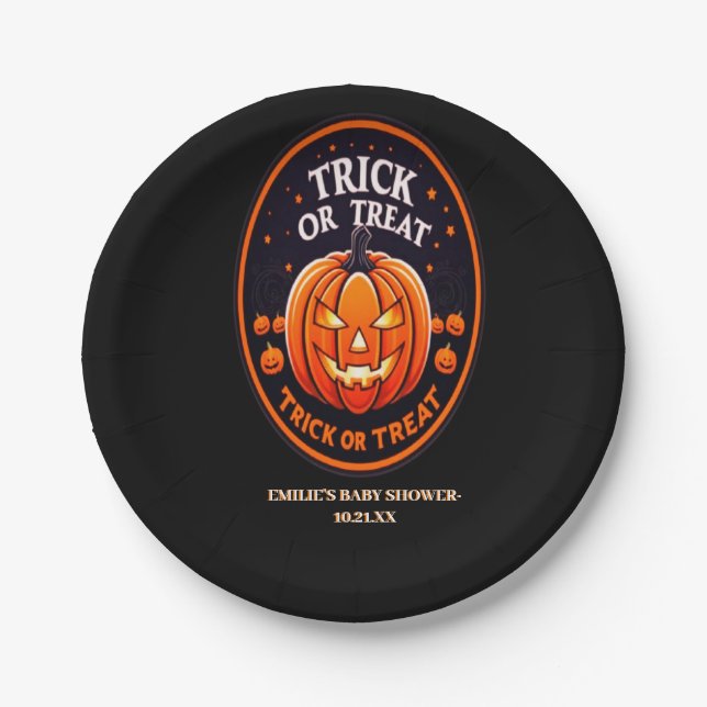 Plato De Papel Tramitar o tratar la placa de papel de Baby Shower (Anverso)