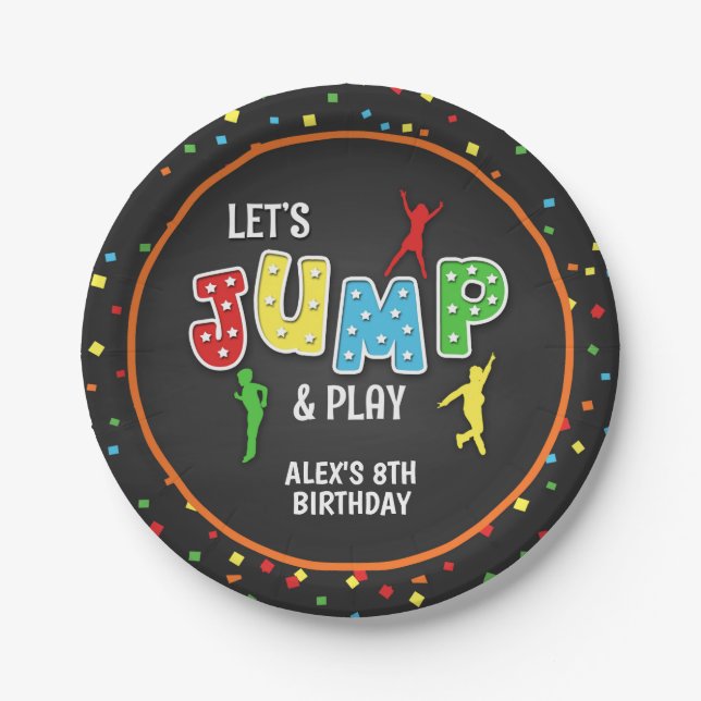 Plato De Papel Trampoline Birday Party Plate - Chico (Anverso)