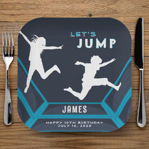 Plato De Papel Trampoline Park Vamos a saltar la fiesta de cumple