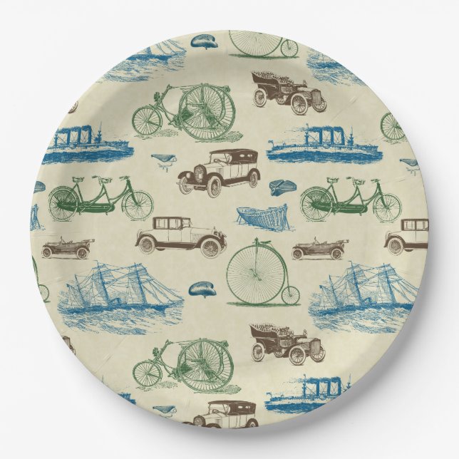 Plato De Papel Transporte del vintage (Anverso)
