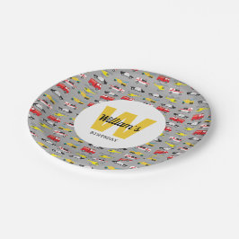 Plato De Papel Transporte Personalizado De Vehículos De Emergenci