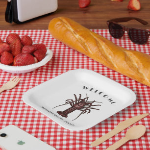 Plato De Papel Trato moderno con marisco Nombre personalizado del